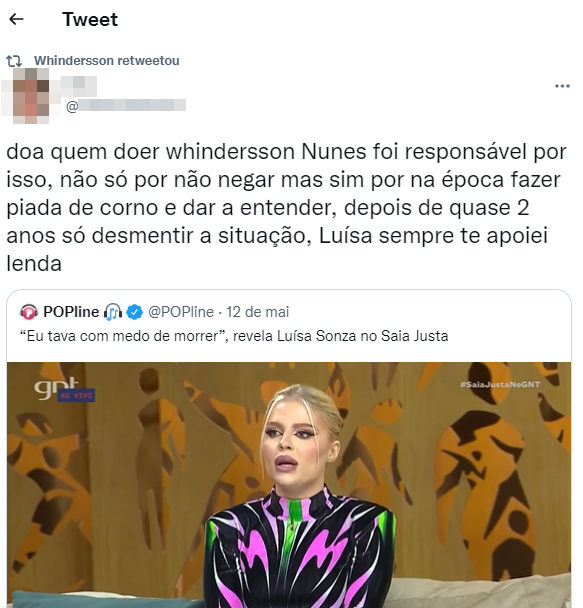 Whindersson Nunes dá retweet em comentário de fã de Luísa Sonza