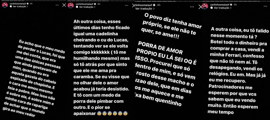 Carlinhos Maia desabafa após fim do casamento com Lucas Guimarães