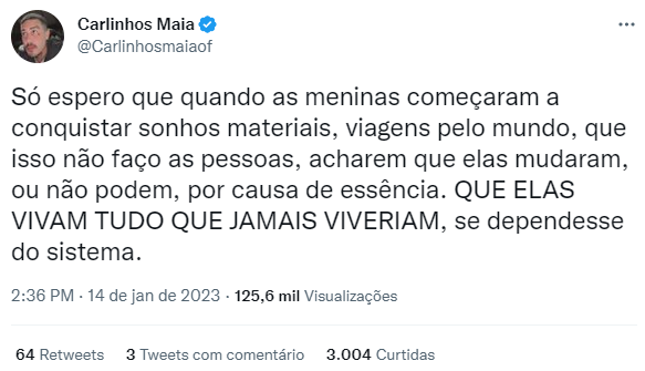 Carlinhos Maia defende Mirella Santos e elogia a influencer