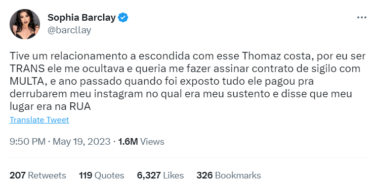 Após polêmica de Thomaz Costa e Tati Zaqui, influencer expõe romance com o ator