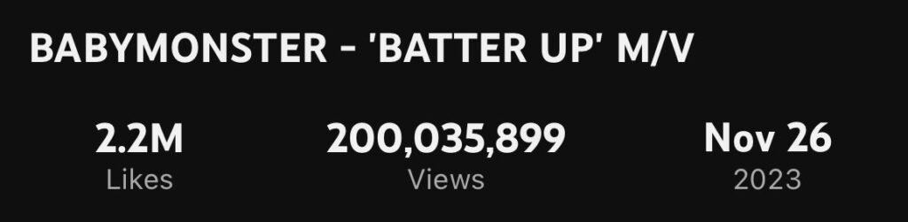 BABYMONSTER - BATTER UP, alcança 200 milhões de views no YouTube