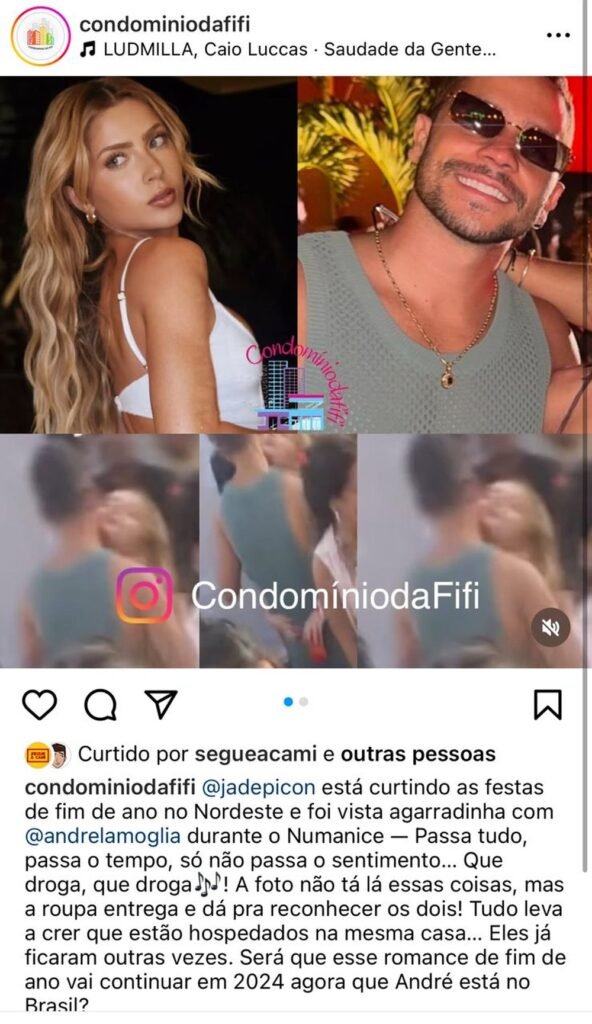 Jade Picon e André Lamoglia se beijam em festa pré réveillon