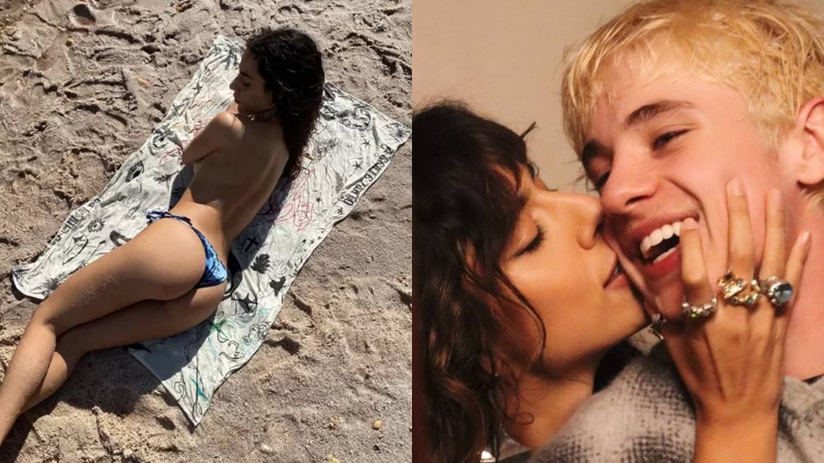 Marina Sena faz topless e ganha mão boba de Juliano Floss